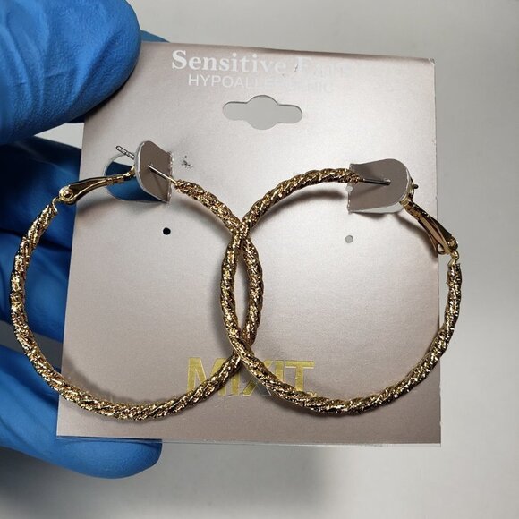 MIXIT Women’s Gold-Tone Twisted Rope Hoop Earrings – 1.5" Hypoallergenic Jewelry - Picture 11 of 11